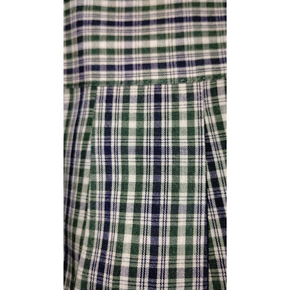 Arrow Wrinkle Free Blue/Green Plaid Button Up Short Sleeved Shirt (XLT) - Picture 4 of 5